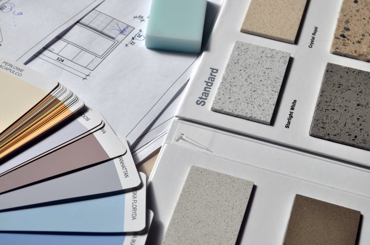 Professional flooring consultation showing different flooring samples and expert guidance for home selection