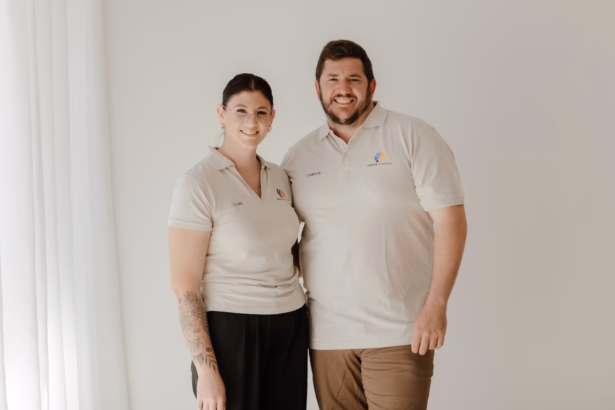 Finesse Flooring Queensland professional team photo showing experienced flooring installers